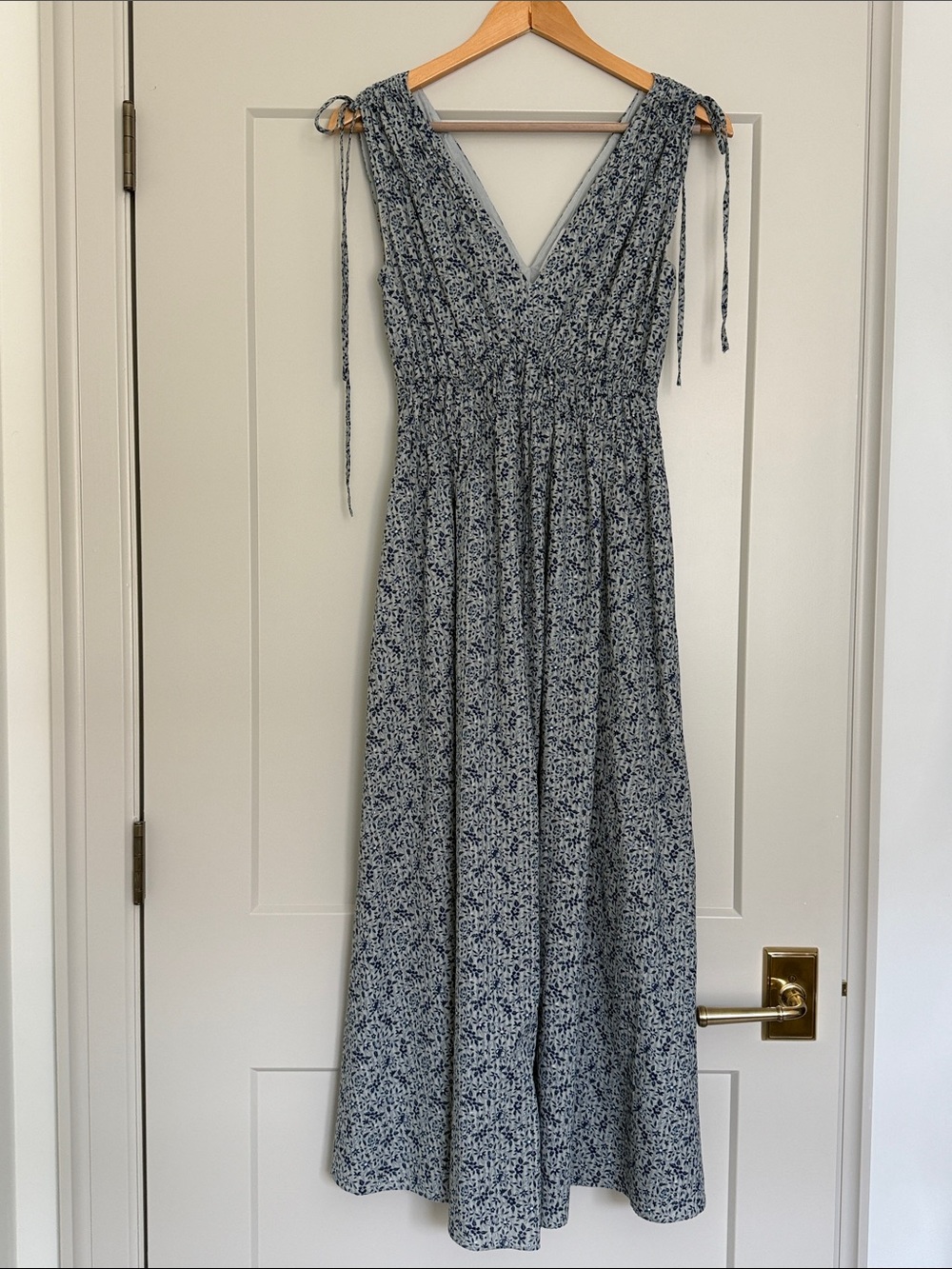 Madewell Blue Floral Maxi Dress with Smocked Waist - Size XS